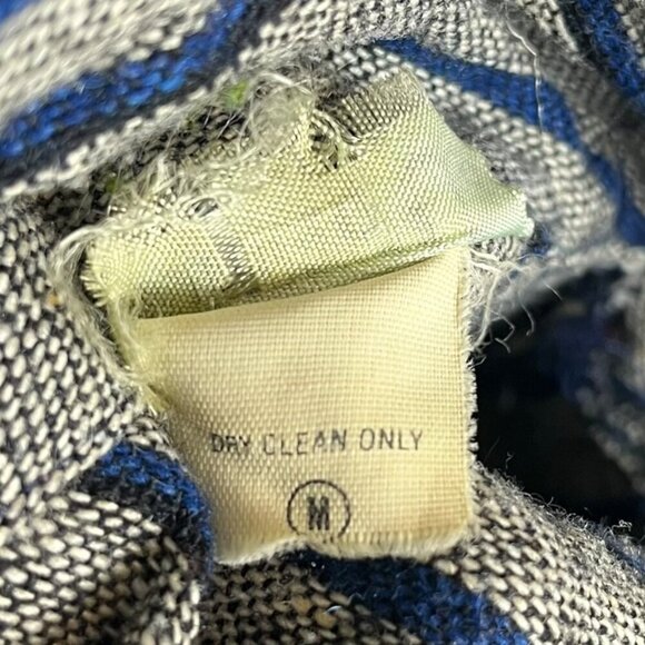 Numero Uno Size M Long Sleeve Belted Shirt Dress Gray Tweed Blue Stripe Academia - Picture 7 of 7